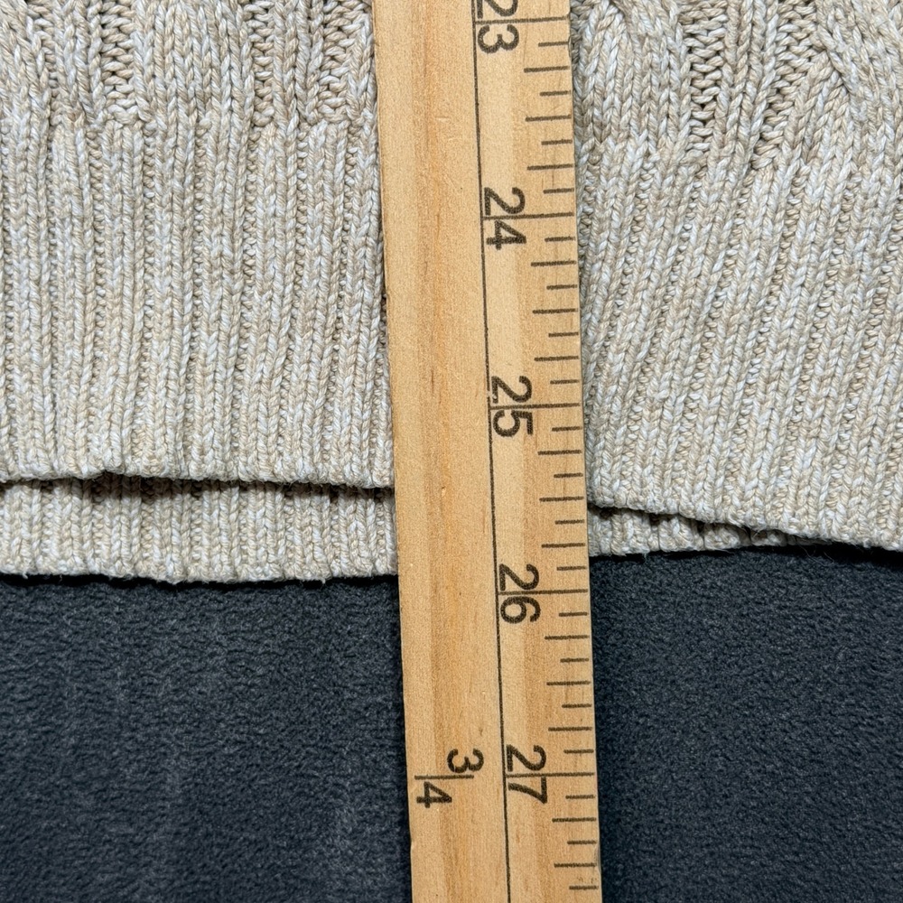 Vtg Croft & Barrow Sweater Women XL Beige 100% Cotton Cable Knit V-Neck Nautical - Picture 6 of 7